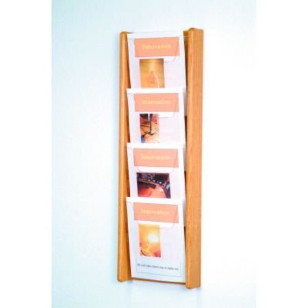 WOODEN MALLET 4 Pocket (4H) Acrylic & Oak Wall Display - Light Oak AC34-4LO